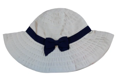 Gymboree Tiny Paradise White Navy Bow Sunhat Hat Baby Girls Size 0-6 months NWT - Image 1 of 4