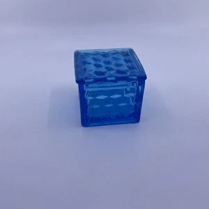 Fostoria Amerikanische quadratische Puffdose mit Deckel in blauer Linie 2056 - Bild 1 von 8