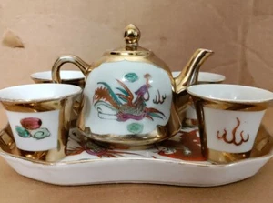 Vintage chinesische Miniatur Drache Phoenix Tee-Set - Bild 1 von 9