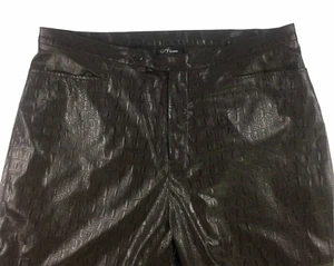 Vegan Leather Womens Pants 22 Brown High Rise Snakeskin Print Alanni Donny Brook - Picture 1 of 6