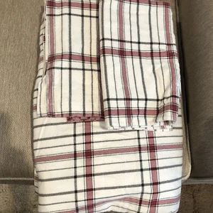Woolrich Beige/Red/Black Plaid Flannel Duvet Cover & 2 Shams ~ 82" X 92" - Picture 1 of 2