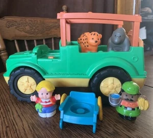 Vintage Fisher Price Little People Zoo Safari Sounds Jeep 4 Figures Wheelchair - Picture 1 of 6