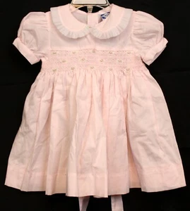 Carriage Boutiques Smocked Dress 18m Easter Spring Flowers Pleated Friedknit - Picture 1 of 7