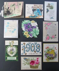 10 Vtg. Postcards+Greeting Cards (New Year 1908/Easter/Birthday/Mother's Day...) - Picture 1 of 2