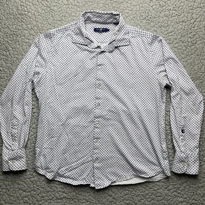 Stone Rose Casual Button Up Shirt Mens Large Geometric White Dot Long Sleeve - Image 1 of 4