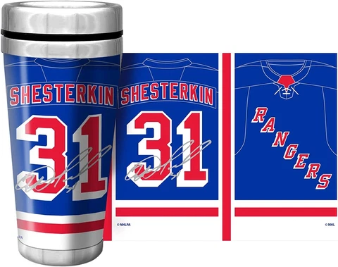 IGOR SHESTERKIN TRAVEL TUMBLER 16oz MUG NEW YORK RANGERS PLAYER JERSEY LICENSED Cover