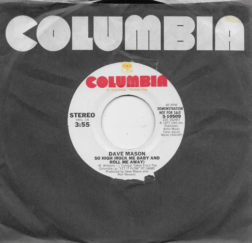 DAVE MASON  So High  promo 45  TRAFFIC - Image 1 of 1