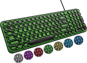 Large Print Backlit Keyboard, Wired USB Lighted Computer Keyboards with 7-Color - Picture 1 of 11