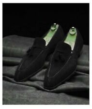 Handmade black suede moccasin, dress shoes men, loafer slip ons leather shoes