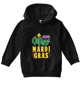 Little Miss Mardi Cras - Fleur De Lis Beads Nola Parade Toddler/Youth Hoodie - Picture 1 of 12