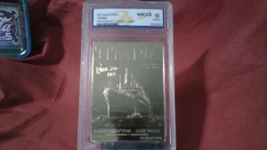TITANIC~2001 BLEACHERS 23KT GOLD CARD. GRADED WCG 10 PLUS BOSTON GLOBE NEWSPAPER - Picture 1 of 2