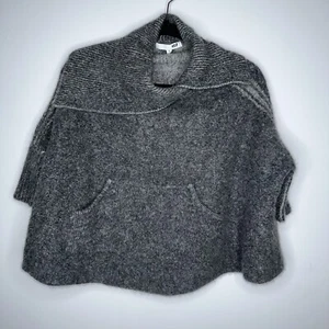 NSF Women’s 100% Cashmere Poncho Sweater Cowl Neck Gray Size Small - Picture 1 of 6