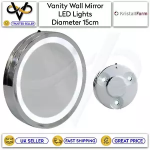 Vanity Mirror With LED Lights Wall Mirror 3 Suction Pods Make Up Shaving - Picture 1 of 6