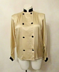 Valentino Miss V Italy Silk Polka Dot Wide Sleeves Double Breasted Blouse Top 40 - Picture 1 of 12