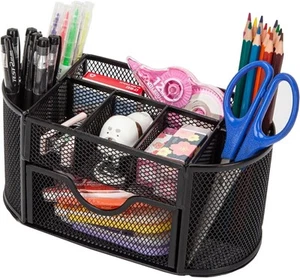 Mesh Pen Holder, Desk Organizer for Pencil Holder with 8 Black - Picture 1 of 7
