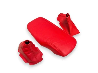 Juego de cubierta de consola de freno de cambio manual de cuero rojo antorcha Corvette C6 05-13 Foto 1 de 4