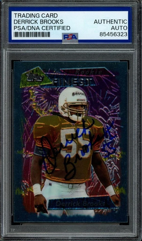 1995 Topps Finest DERRICK BROOKS signed ROOKIE autograph full sig HOF - PSA/DNA - Image 1 of 1