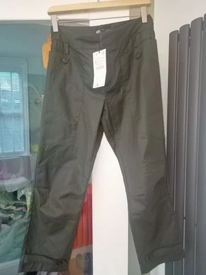 Zara Womens Khaki Trousers Size Small Uk - Image 1 of 4