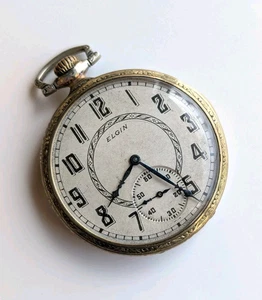 Antique 1924 Elgin Pocket Watch Grade 303 Model 3 Class 114 12s 7j - Not Working - Picture 1 of 8