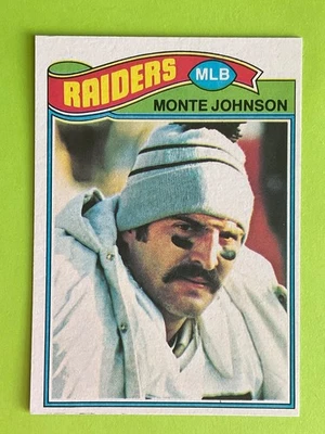 Monte Johnson 1977 Topps Rookie Football Card #77 - Oakland Raiders Linebacker - Image 1 of 2