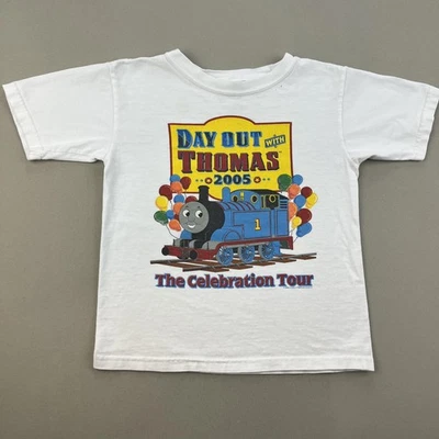 Vintage Thomas The Tank Engine T-Shirt Youth 4 White Dat Out Celebration Cartoon - Image 1 of 4