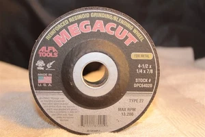 ALFA REINFORCED RESINOID GRINDING WHEEL 4-1/2 X 1/4 X 7/8 TYPE 27 (5 COUNT) - Picture 1 of 3