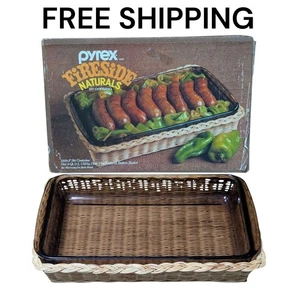 Vintage Pyrex Fireside Naturals Corning 2320 2 Quart Allzweckschale Rattankorb - Bild 1 von 24