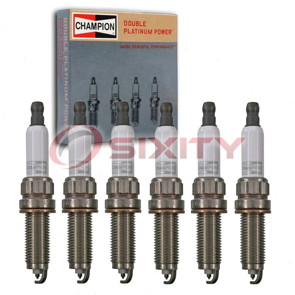 6 pc Champion Double Platinum Spark Plugs for 2009-2010 BMW 335i xDrive 3.0L dj - Image 1 of 4