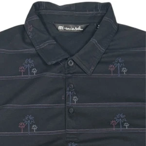 Travis Mathew XL Polo Shirt Black Palm Tree Print Golf Casual Menswear - Picture 1 of 9