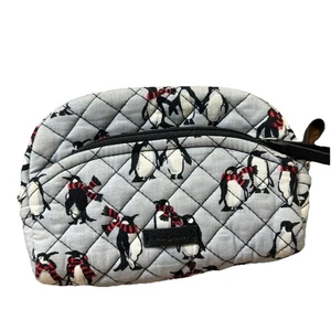 Vera Bradley Kosmetiktasche mit doppelter Tasche verspielte Pinguine grau gebraucht, in einwandfreiem Zustand - Bild 1 von 5