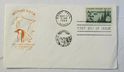 100th Anniversary of Minnesota 1858 -1958 ~ Posted 5/11/1958 -First Day of Issue - Image 1 of 4