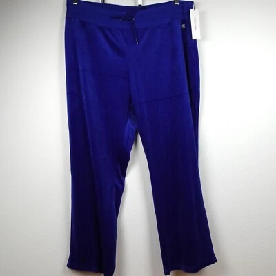 Calvin Klein Velour Pants Women's Plus Size 3X Blue Pull On Elastic Waist - Image 1 of 4