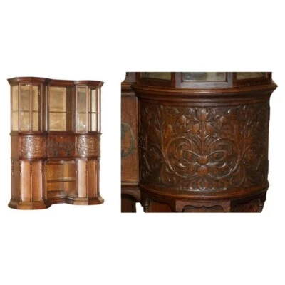 Antique Victorian Holland & Sons Mount Street London Hand Carved Display Cabinet - Image 1 of 4