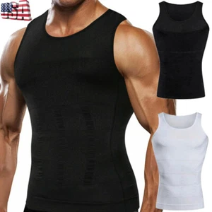 Men Compression Shirt Sleeveless Body Shaper Slimming Workout Tank Tops Vest US - Picture 1 of 42