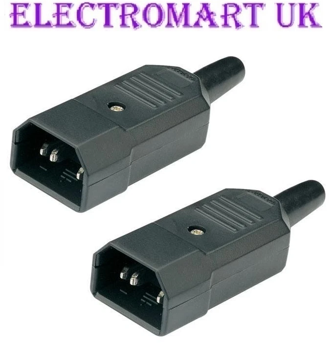 2 X IEC C14 EURO MAINS POWER IN LINE PLUG MALE 10A AMP RATED - Image 1 of 1