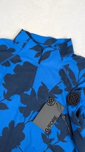G/FORE 1/4 Zip Pullover Men Medium Blue Floral Golf Performance Stretch $155 NWT - Picture 1 of 11
