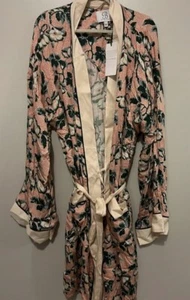 Ted Baker Cream Pink Floral Viscose Kimono Dressing Gown Robe Size Medium - Picture 1 of 17
