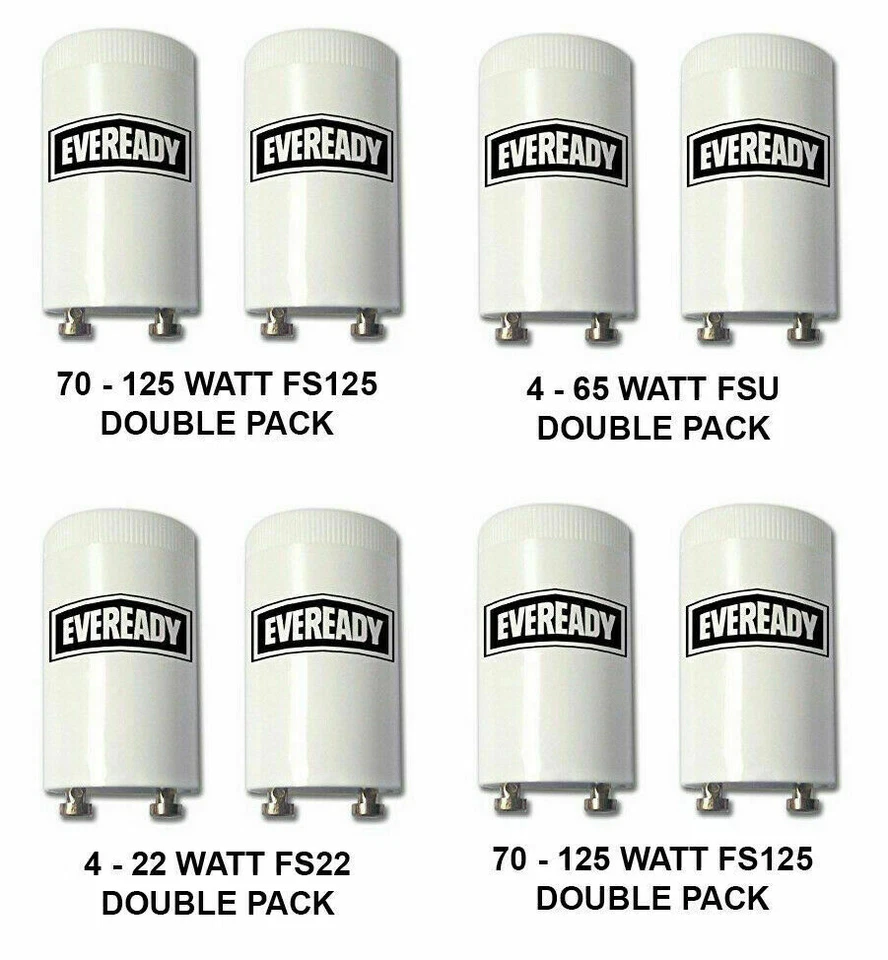 2 Flourescent Starter Unit For Lamps 4-65W, 70-125W, 4-22W Watt Fluorescent - Image 1 of 1