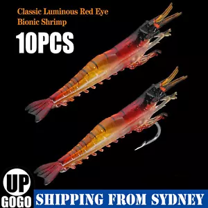 10x Soft Plastic Fishing Lures Tackle Prawn Shrimp Flathead Bream Cod Bass Glow - Picture 1 of 6