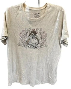 Disney Eeyore Graphic T-Shirt 3X Cotton Blend Beige Short Sleeve Rhinestones - Picture 1 of 9