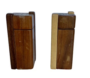 Pair of Mid-Century Modern Wood Salt & Pepper Shakers 4-1/8" - Picture 1 of 10