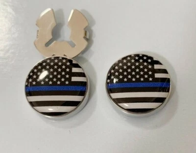 Button Cover-Police Thin Blue Line Flag - Image 1 of 2