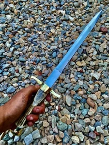 CUSTOM HANDMADE D2 STAHL JAGDSTIEFEL DOLCH TAKTISCHES MESSER MIT SCHEIDE - Bild 1 von 9