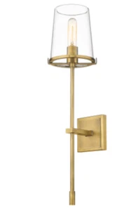 NEW Restoration Hardware Pauillic STYLE Brass & Glass Wall Sconce Torch 26"H - Picture 1 of 3
