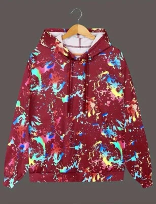 Sudadera con capucha negra con estampado de salpicaduras de pintura para mujer talla XL Foto 1 de 4