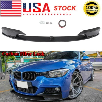 For 12-18 BMW F30 M Sport M Performance Carbon Look Front Bumper Lip Splitter US Foto 1 de 4