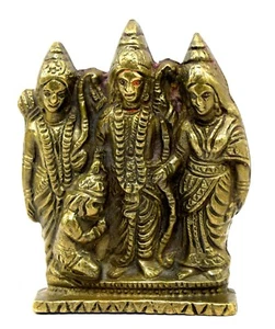 Hindu Religious Brass Figure - Vintage Ram Family Statue Office Décor. G53-259 - Picture 1 of 8