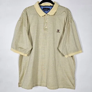 Vintage Tommy Hilfiger Golf Striped Mens 2XL Short Sleeve Yellow Polo Shirt - Picture 1 of 5