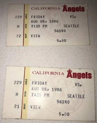 Mariners California Angels Ticket Stub Reggie Jackson Hit Vern Ruhle Last 8/8/86 - Image 1 of 2