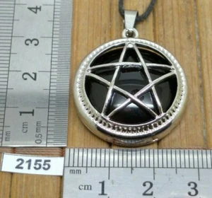 Pendentif PENTAGRAMME en OBSIDIENNE NOIRE + CORDON reglable - esoterisme wicca - Picture 1 of 2
